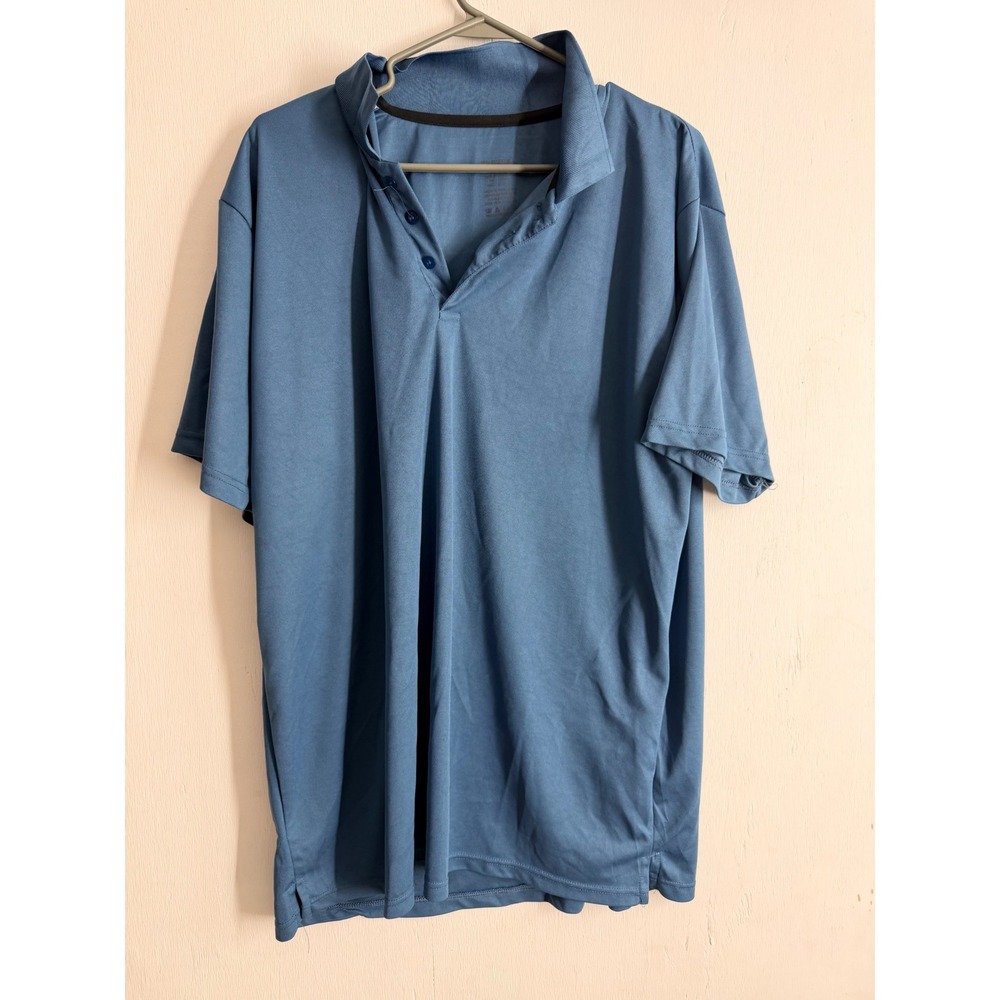 Real Essentials Mens Blue Short Sleeve Golf Polo Shirt Performance Active 2XL